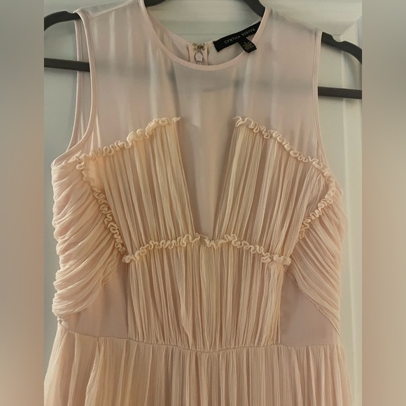 Cynthia Steffe Light Pink Gauzy 100% Silk Mini Dress Ruched Detailing Size 2 - Picture 4 of 6